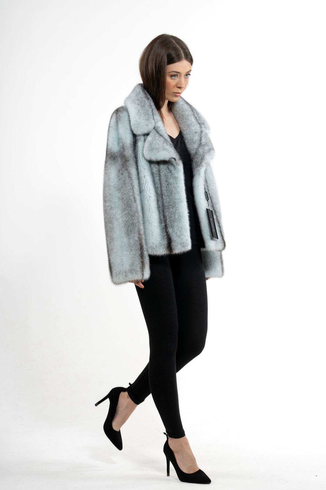 Manzari Turquoise Mink fur coat for timeless elegance
