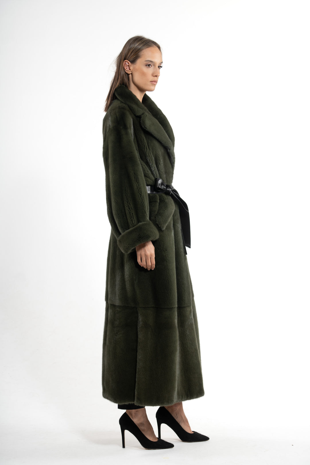 High-quality Dark Olive Mink fur coat for luxury lovers