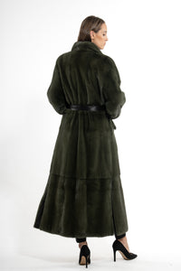Exclusive Dark Olive Mink fur coat by manzari