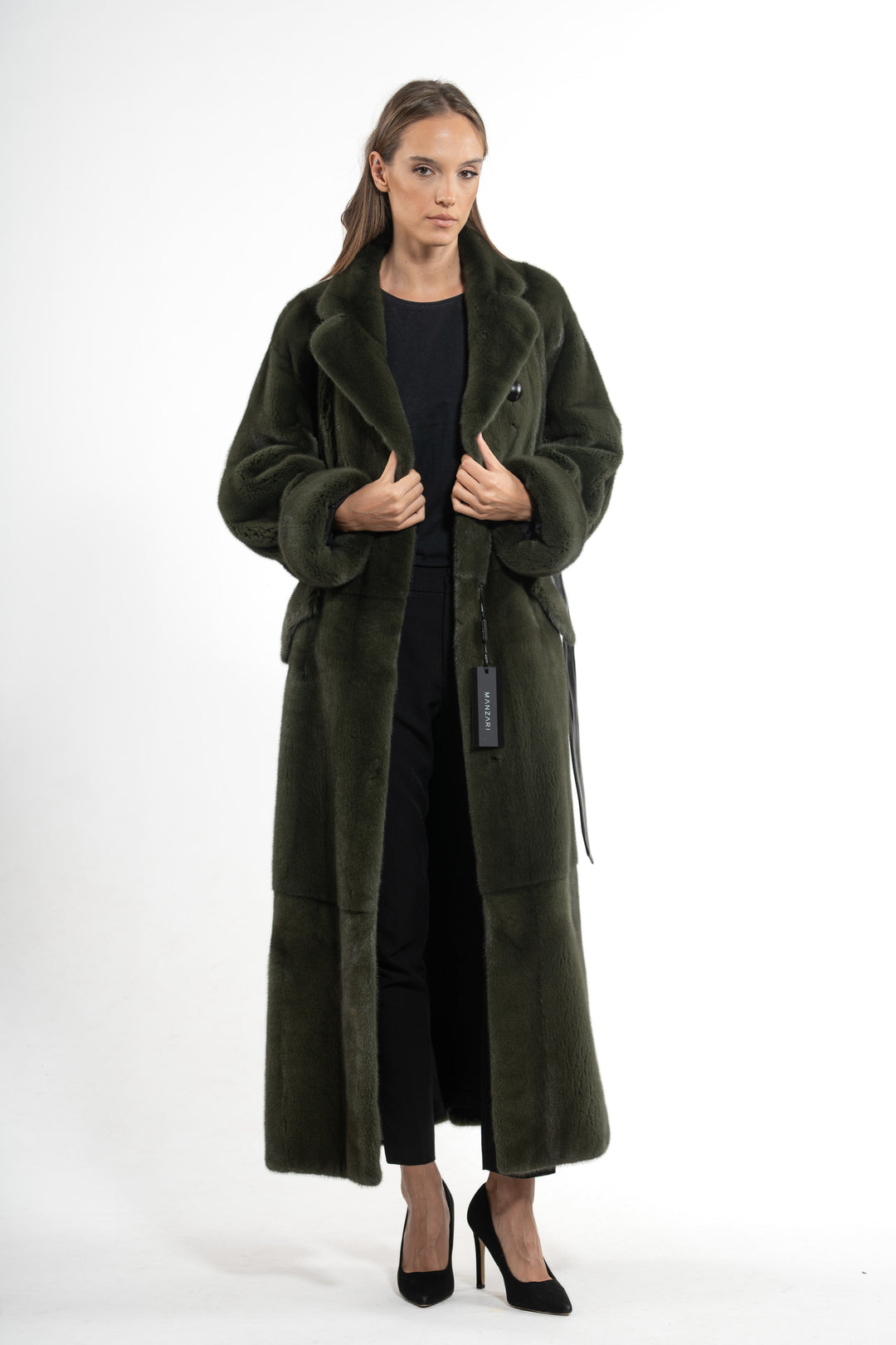 High-quality Dark Olive Mink fur coat for luxury lovers
