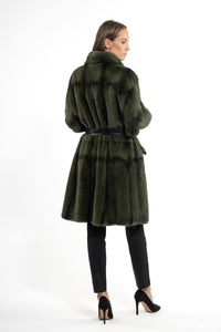 Chic Dark Olive Mink fur coat by manzari for a bold statement
