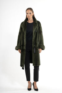 Manzari Dark Olive Mink fur coat for timeless elegance