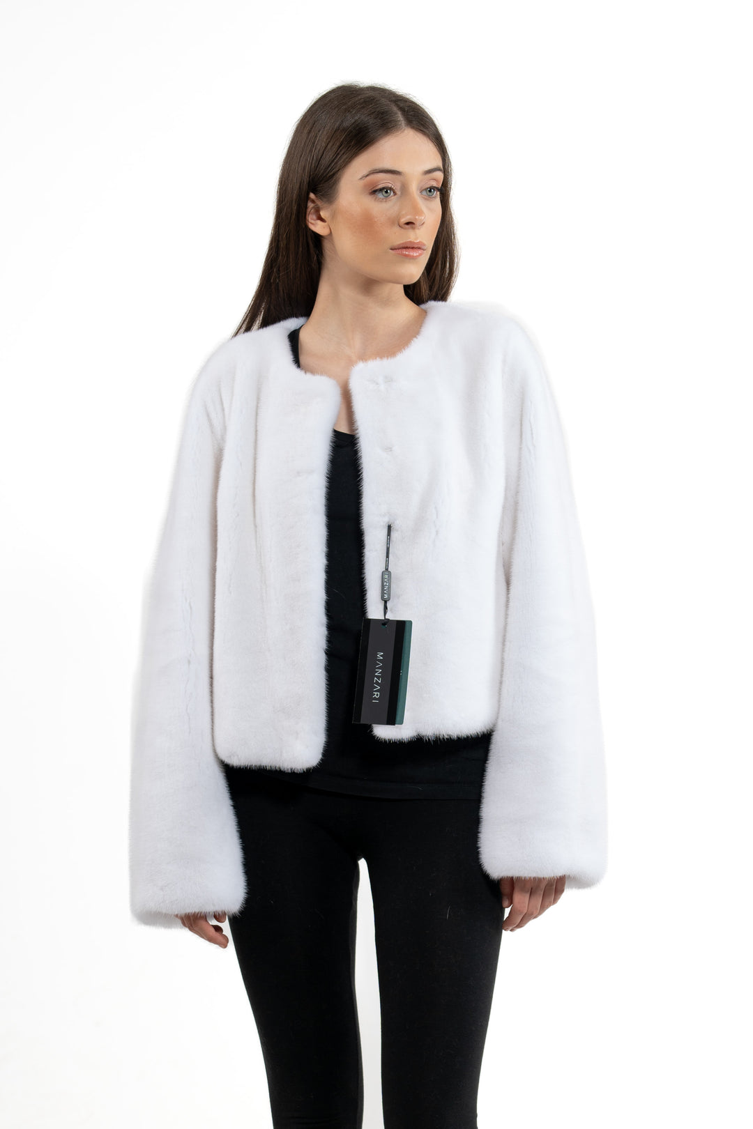 Chic White Mink fur coat by manzari for a bold statement