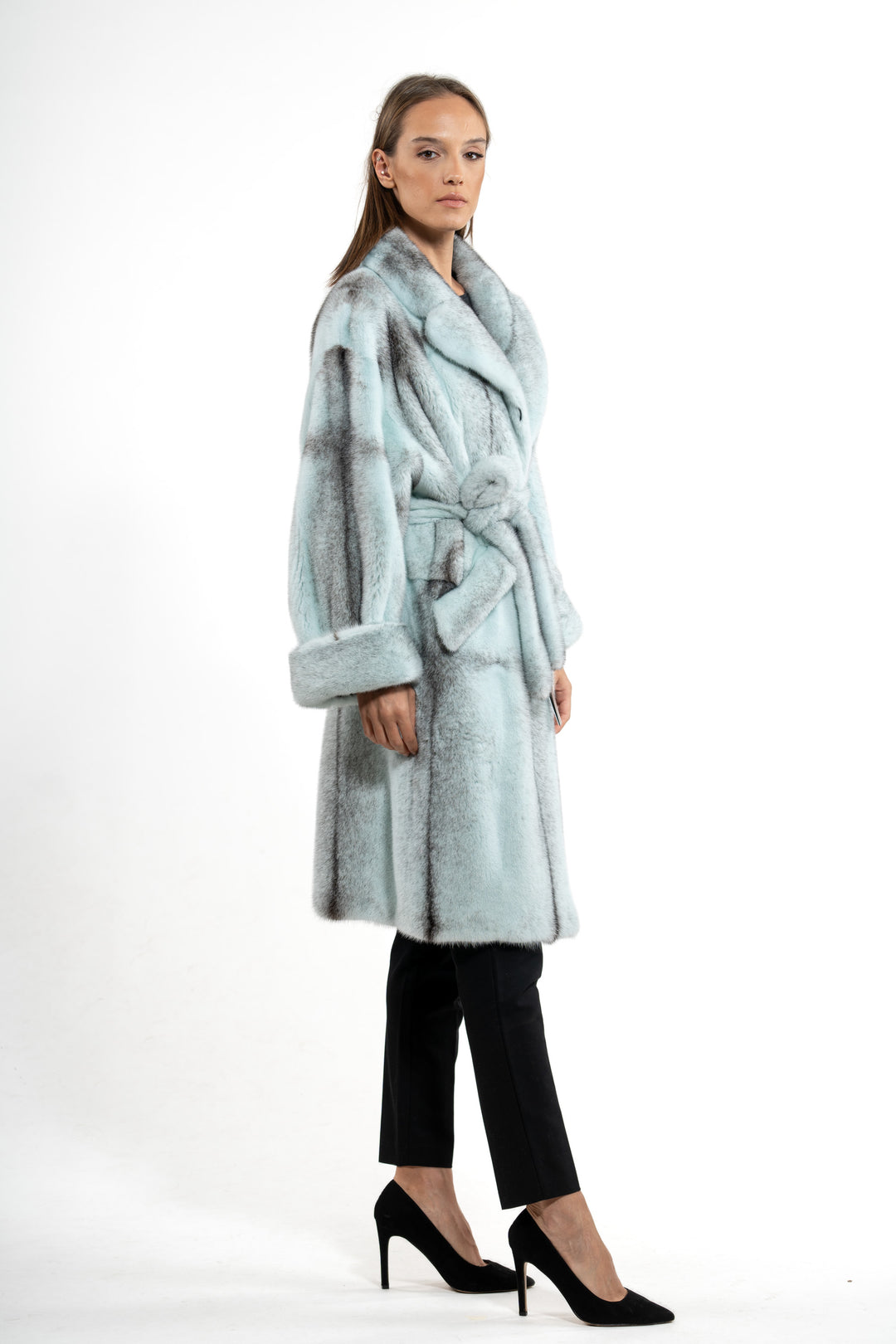 High-quality Turquoise Mink fur coat for luxury lovers