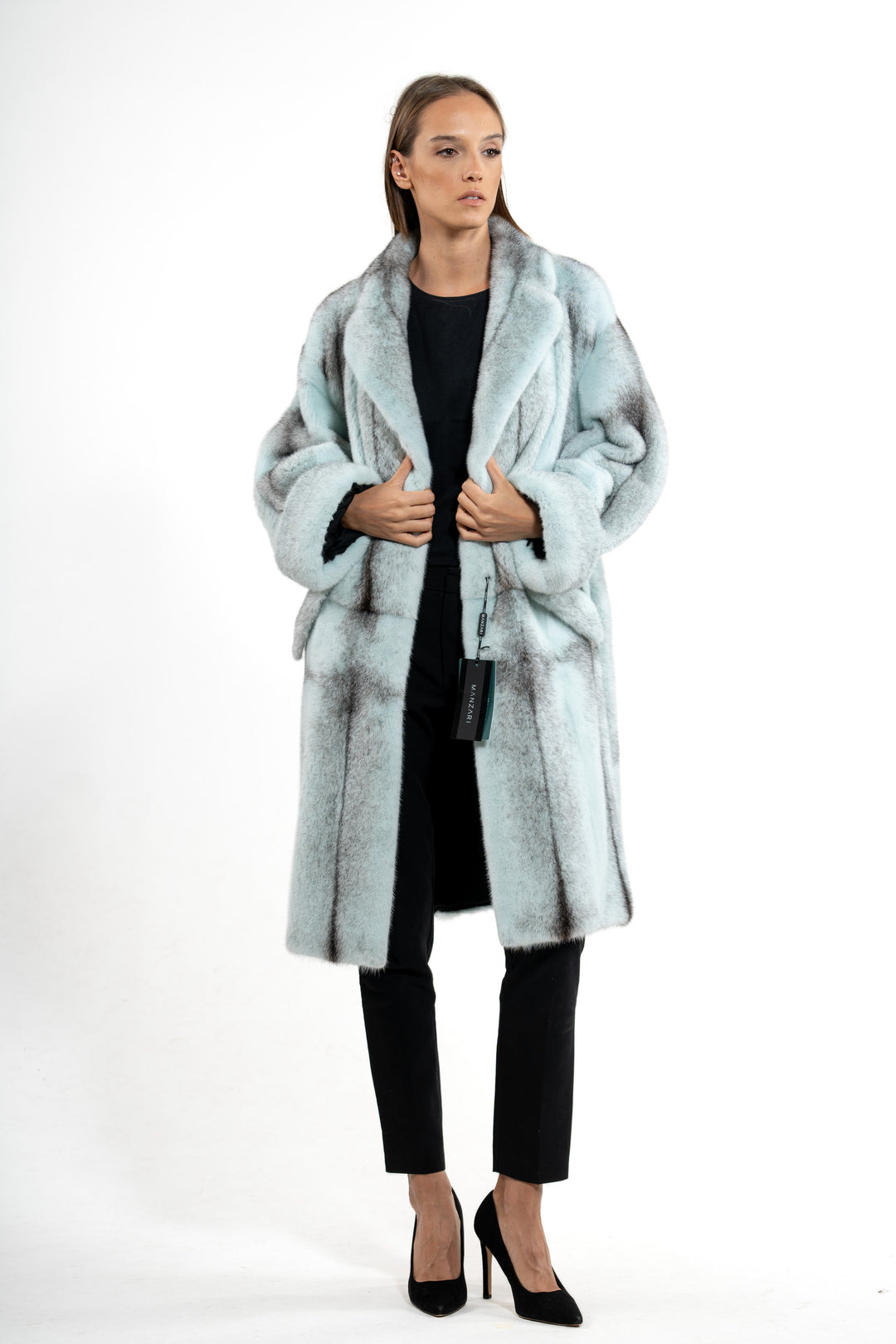 High-quality Turquoise Mink fur coat for luxury lovers