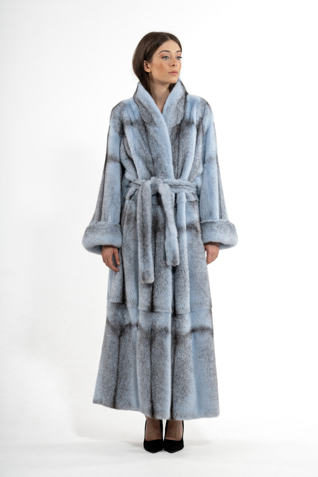 Manzari Baby Blue Mink fur coat for a timeless appeal