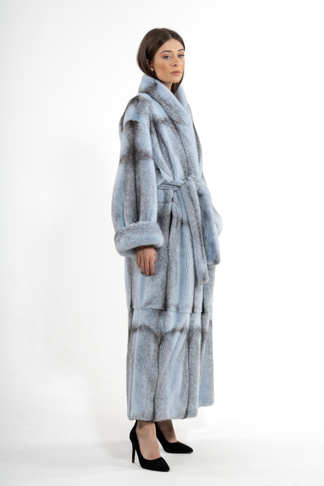 High-quality Baby Blue Mink fur coat for luxury lovers