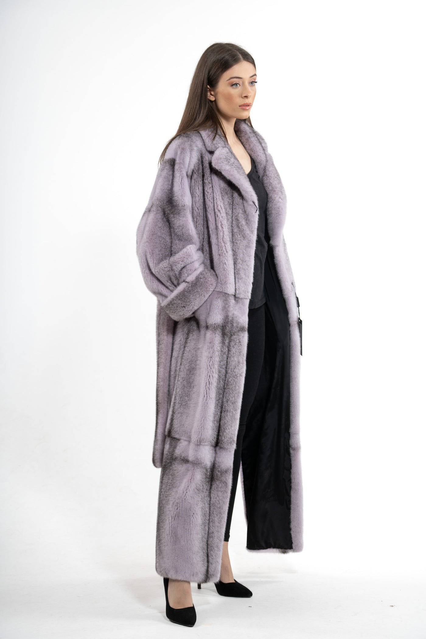 MINK FEMALE LILAC CROSS LONG HAIR COAT S/S 19M752?305 SLITS