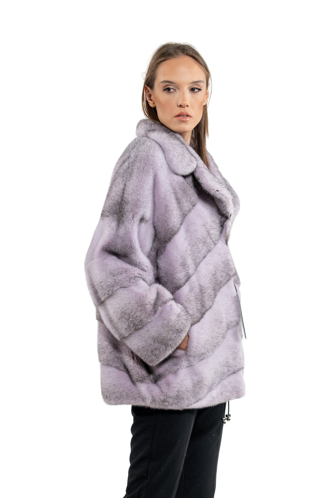 Chic Lilac Mink fur coat by manzari for a bold statement