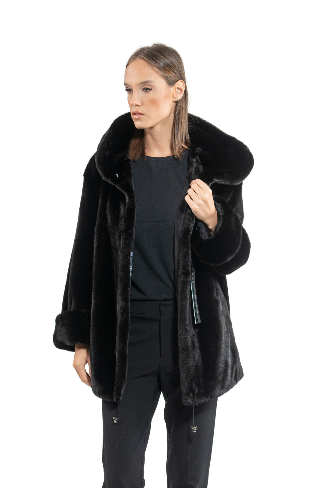 Manzari Blackglama Mink fur coat with a modern touch