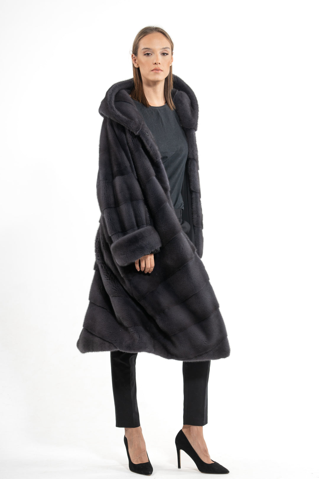 Premium Grafite Mink fur coat for a sophisticated style