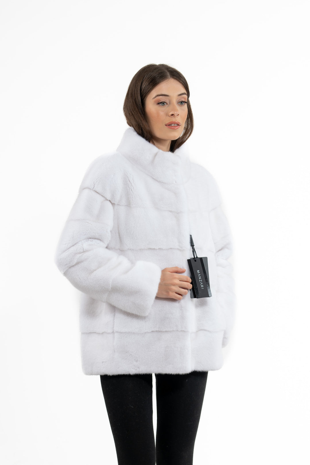 Manzari White Mink fur coat with a modern touch