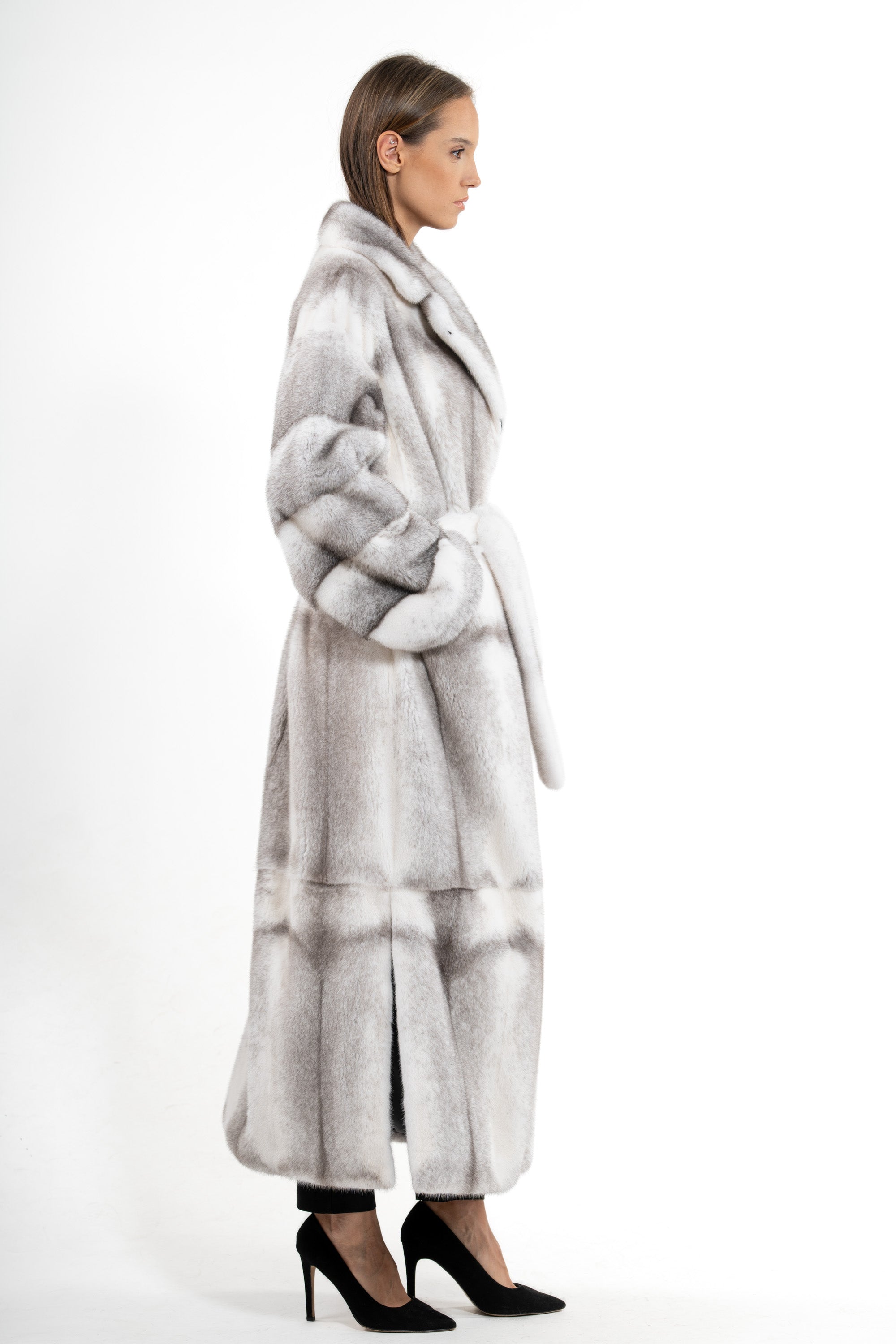 Silverblue Cross Mink Fur Coat - Women's Long Hair Coat S/S P/K