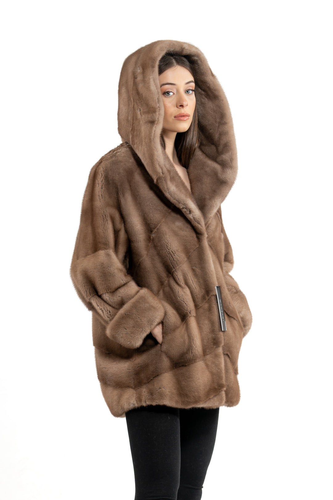 Manzari Pastel Mink fur coat with a modern touch