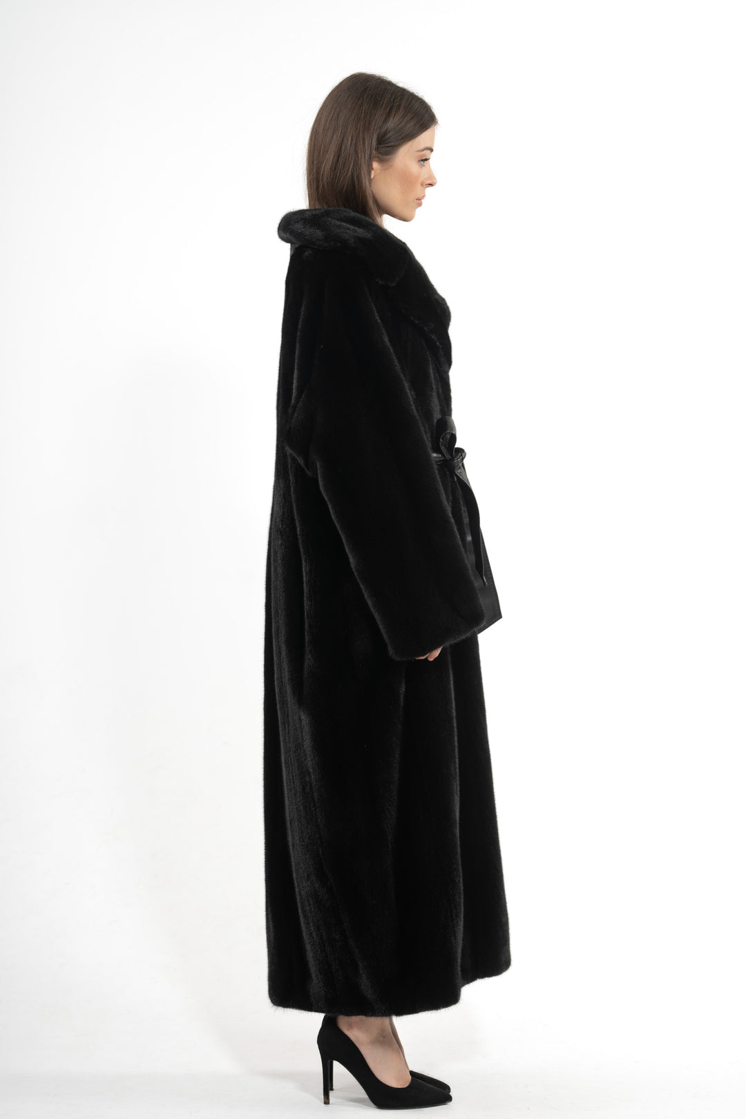 High-quality Black Mink fur coat for luxury lovers