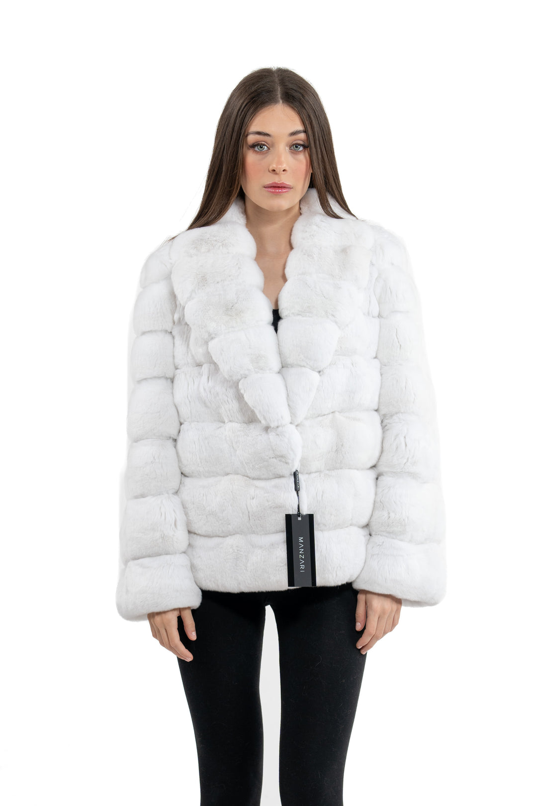 Chic Snow White Chinchilla fur coat by manzari for a bold statement