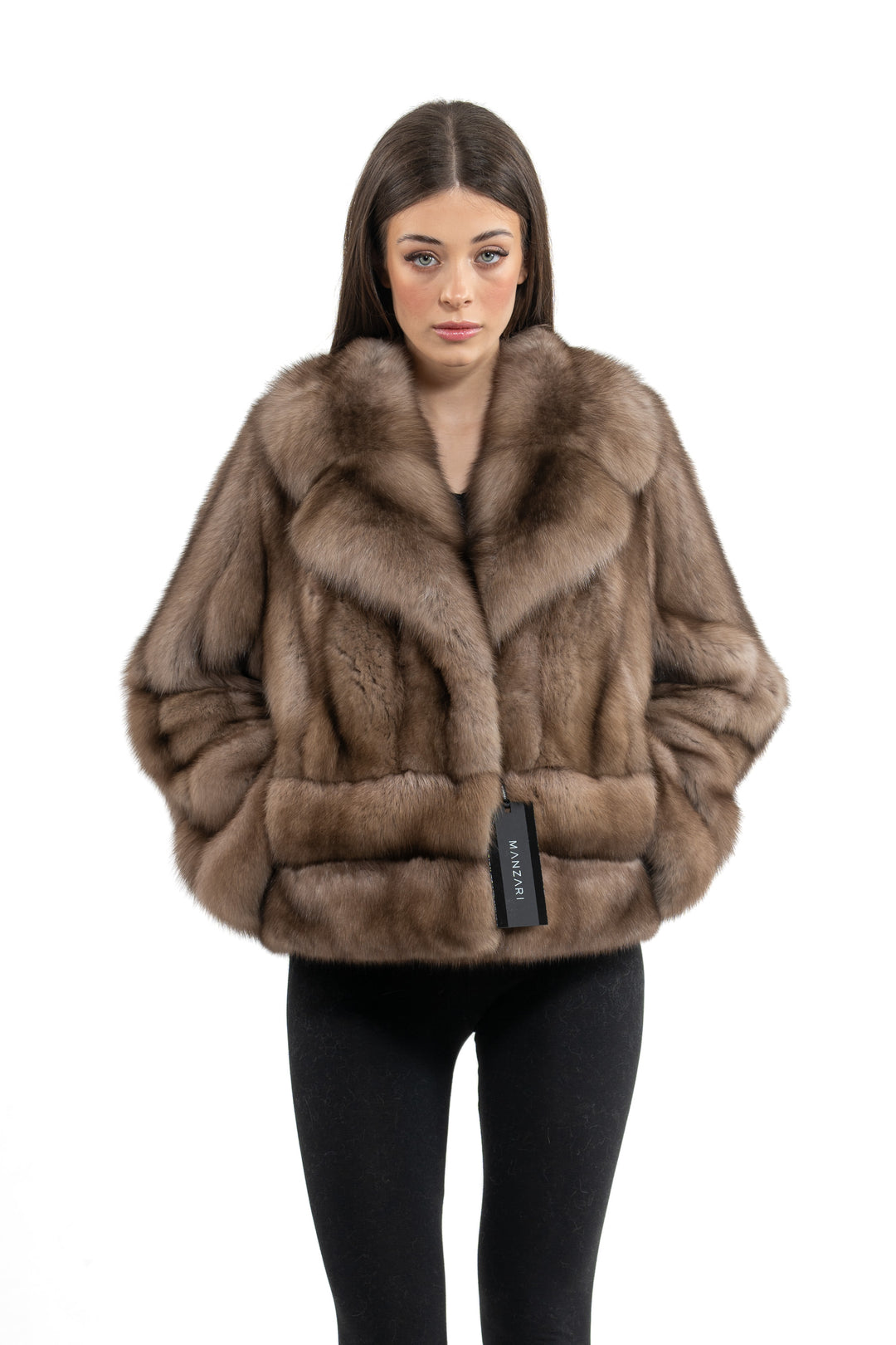 Luxurious Lavander Russian sable fur coat on display