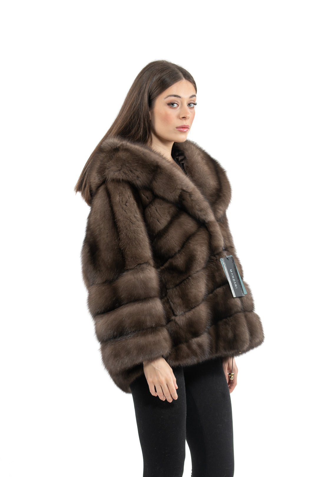 Manzari Platinum Russian sable fur coat with a modern design