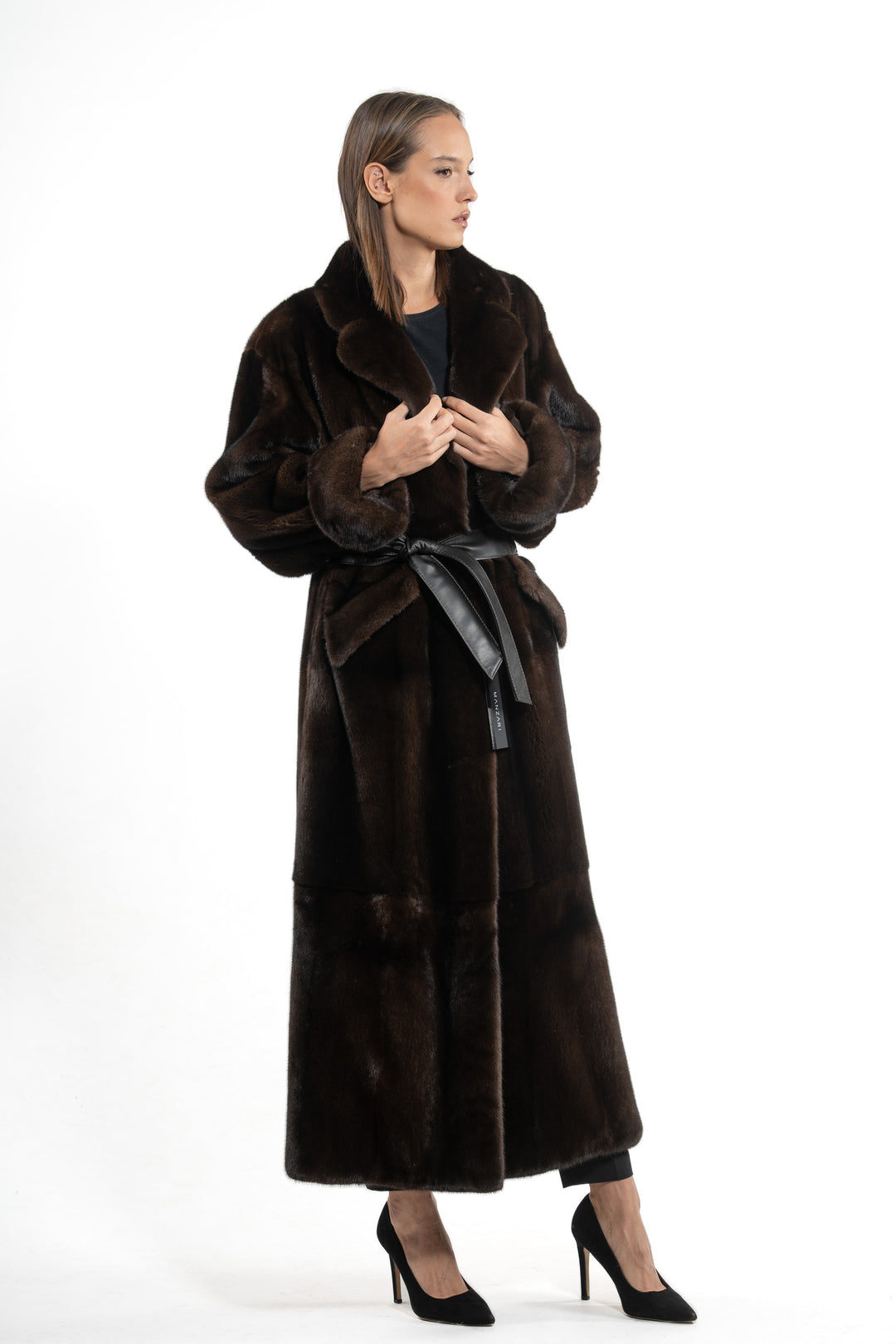Exclusive Mahogany Mink fur coat by manzari
