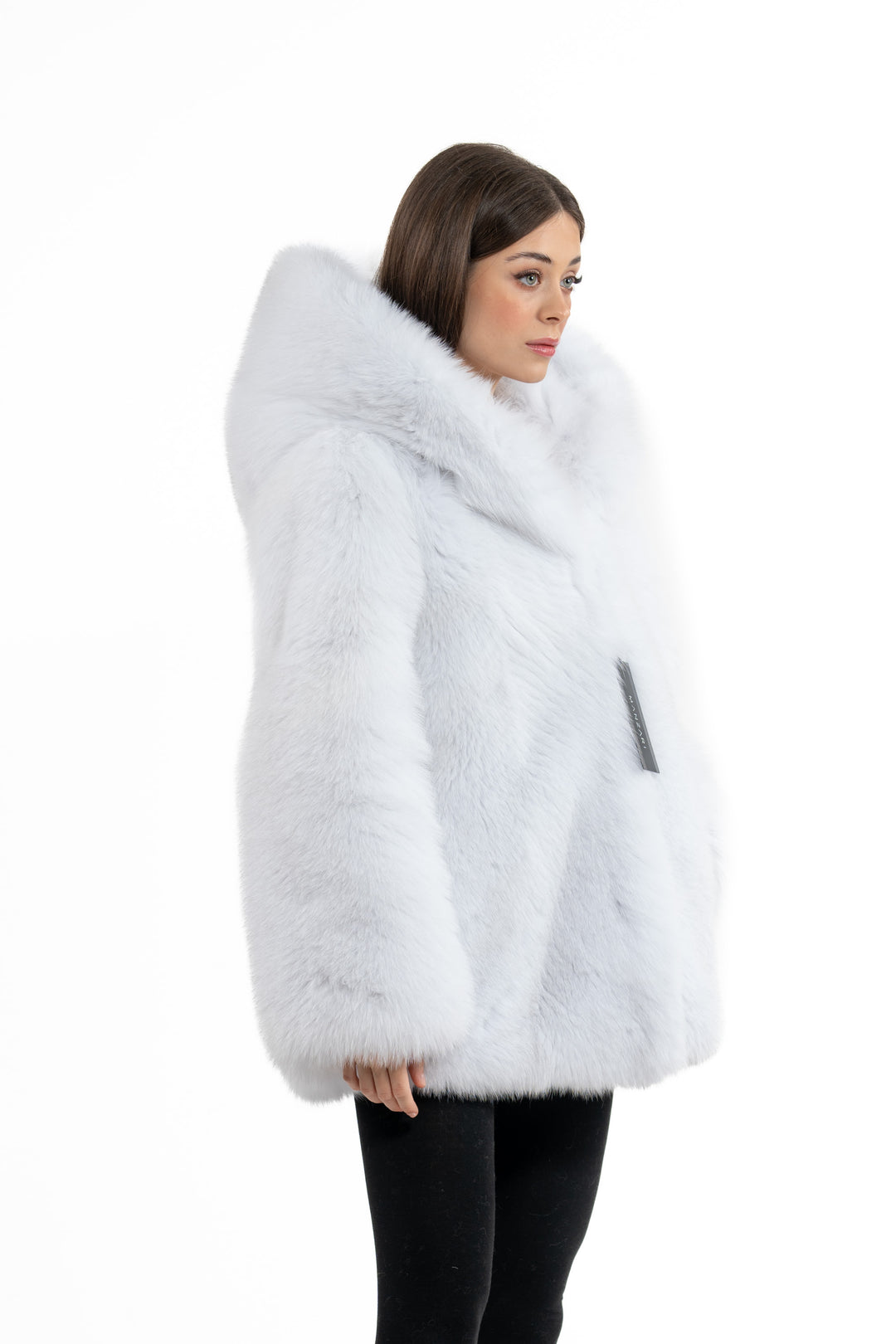 Manzari Shadow Blue Frost Fox fur coat for a luxurious feel