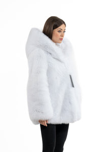 Manzari Shadow Blue Frost Fox fur coat for a luxurious feel