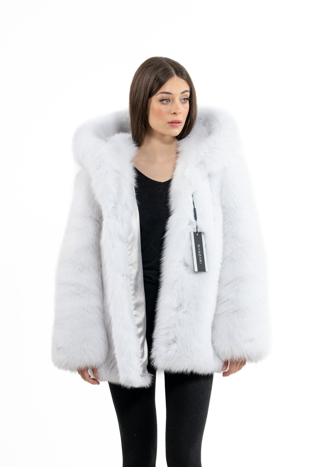 Elegant Shadow Blue Frost Fox fur coat for modern fashion