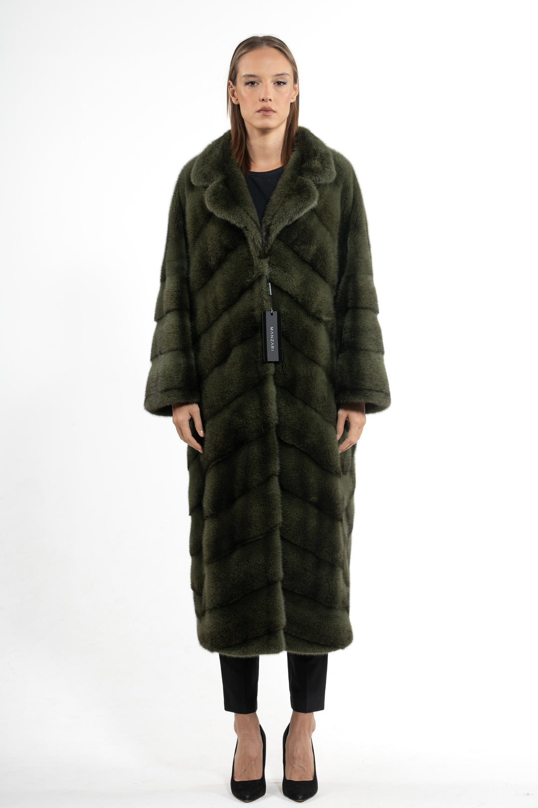 Classic Dark Olive Mink fur coat by manzari