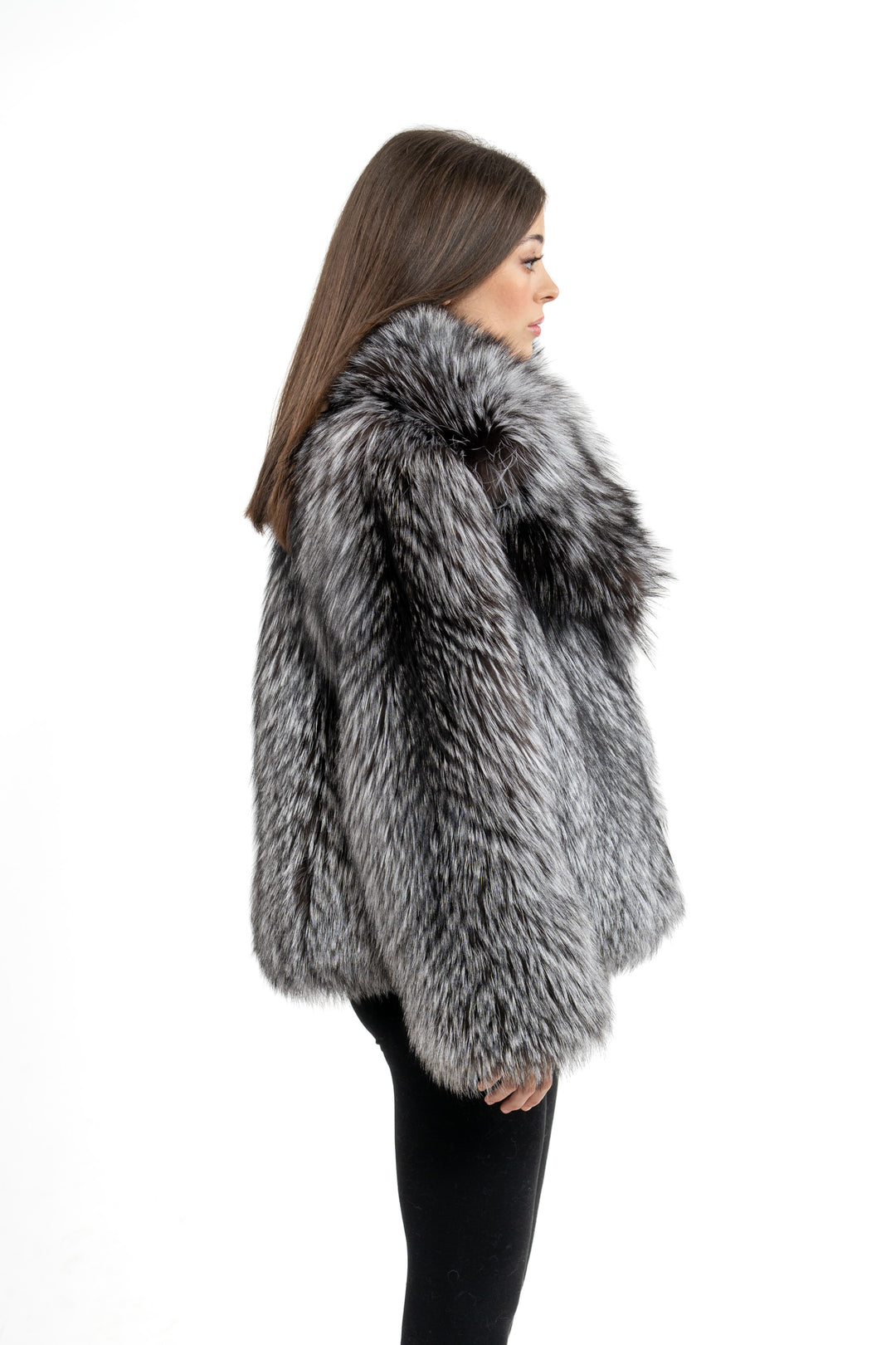 Manzari Silver Natural Fox fur coat for a luxurious feel