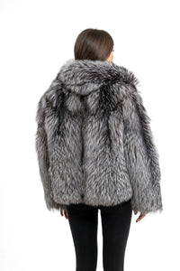 Sophisticated Silver Natural Fox fur coat by manzari