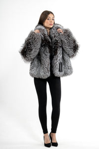 Sophisticated Silver Natural Fox fur coat by manzari