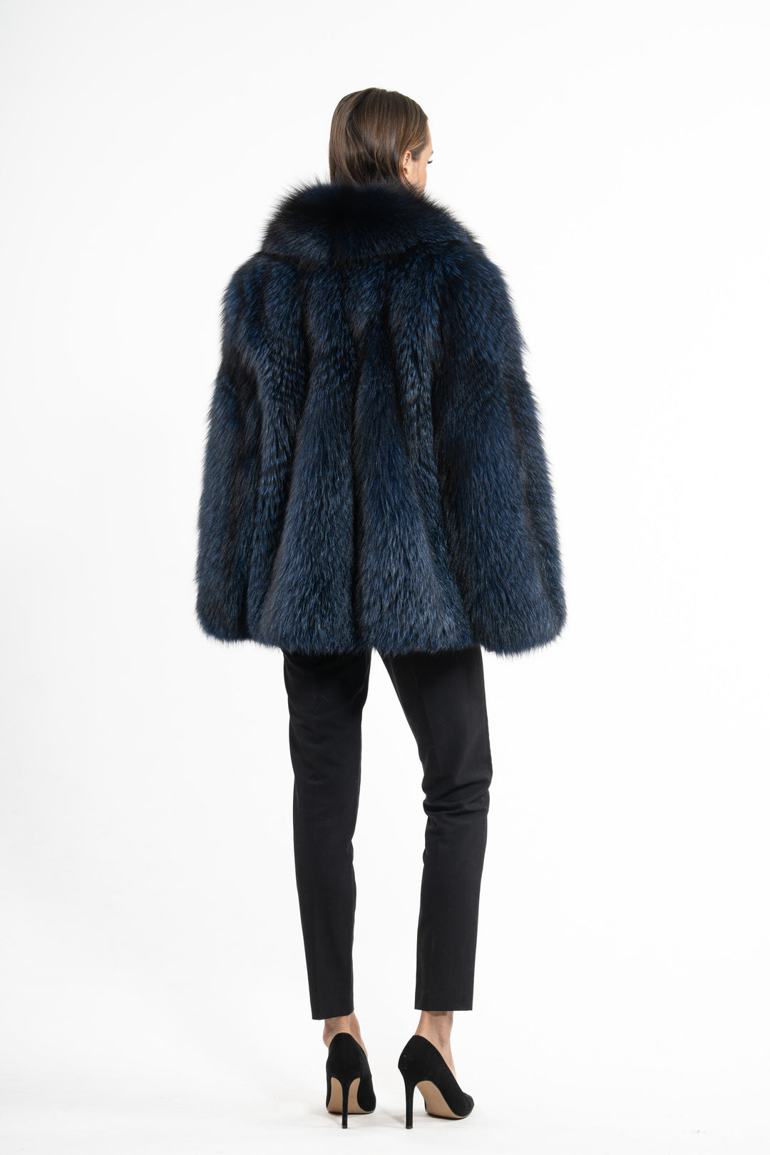 Sophisticated Blue Frost Fox fur coat by manzari