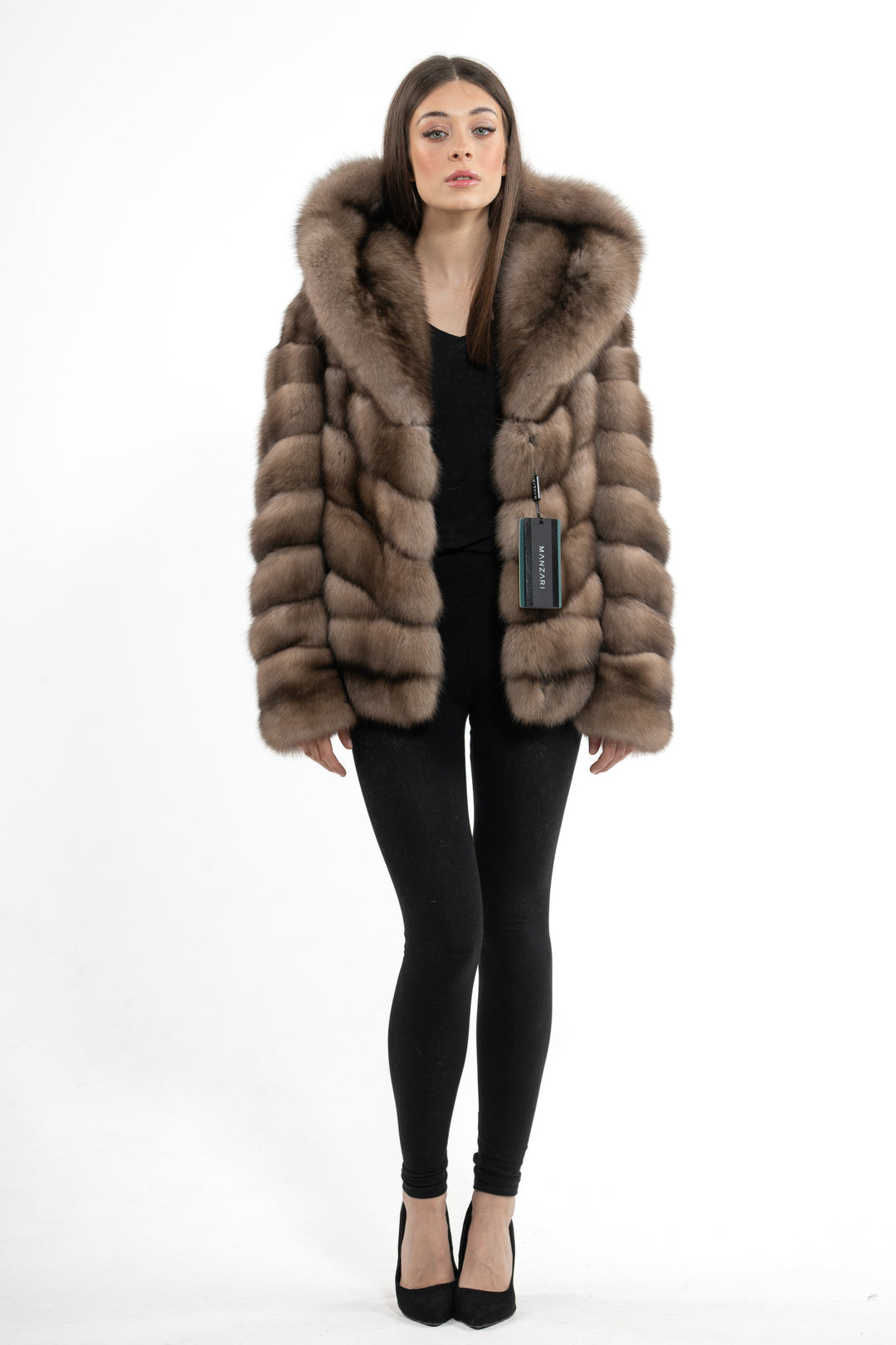 Manzari Lavander Russian sable fur coat with a modern design