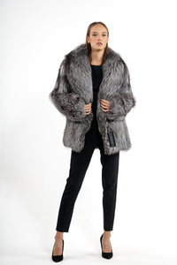Chic and stylish Silver Natural Fox fur coat by manzari
