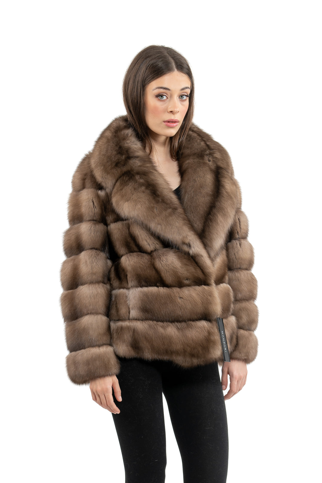 Luxurious Lavander Russian sable fur coat on display