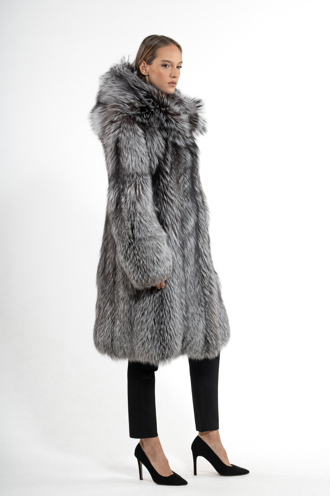 High-quality Silver Natural Fox fur coat for fashion enthusiasts