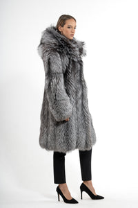 High-quality Silver Natural Fox fur coat for fashion enthusiasts