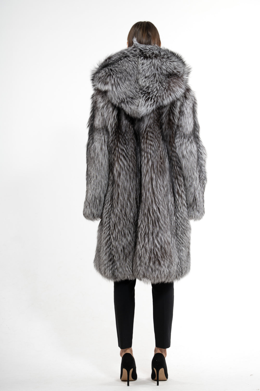 Sophisticated Silver Natural Fox fur coat by manzari