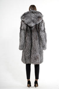 Sophisticated Silver Natural Fox fur coat by manzari