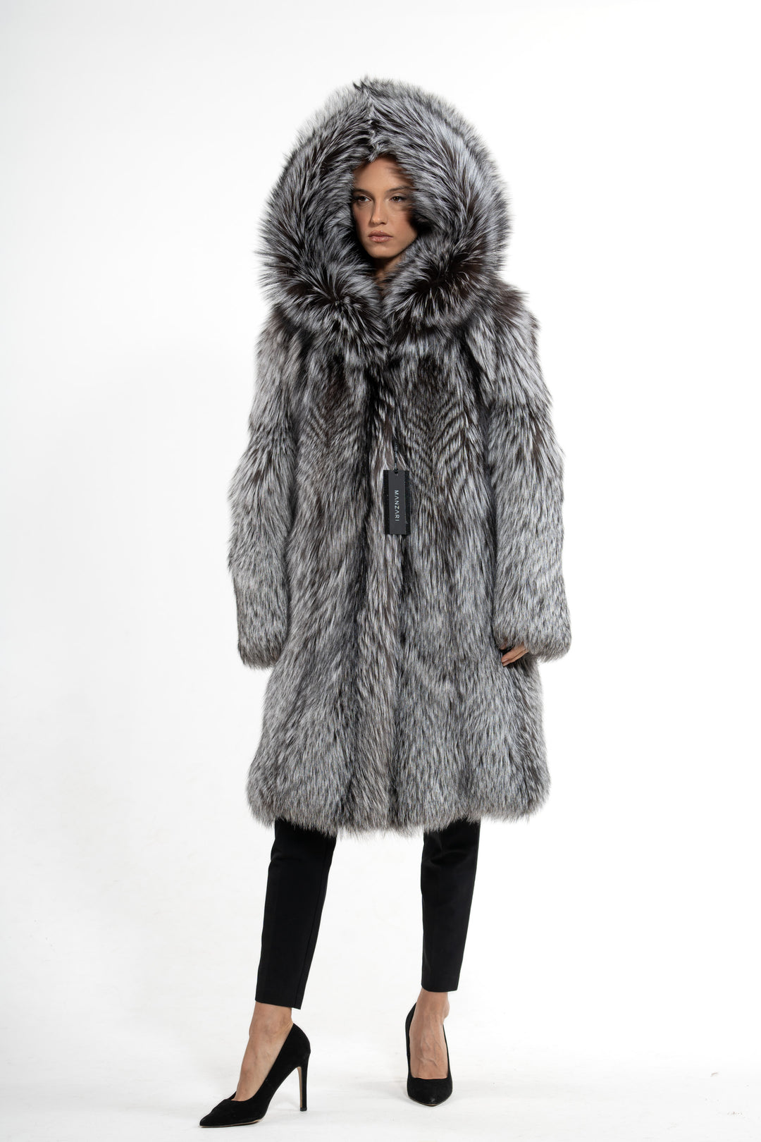 Sophisticated Silver Natural Fox fur coat by manzari