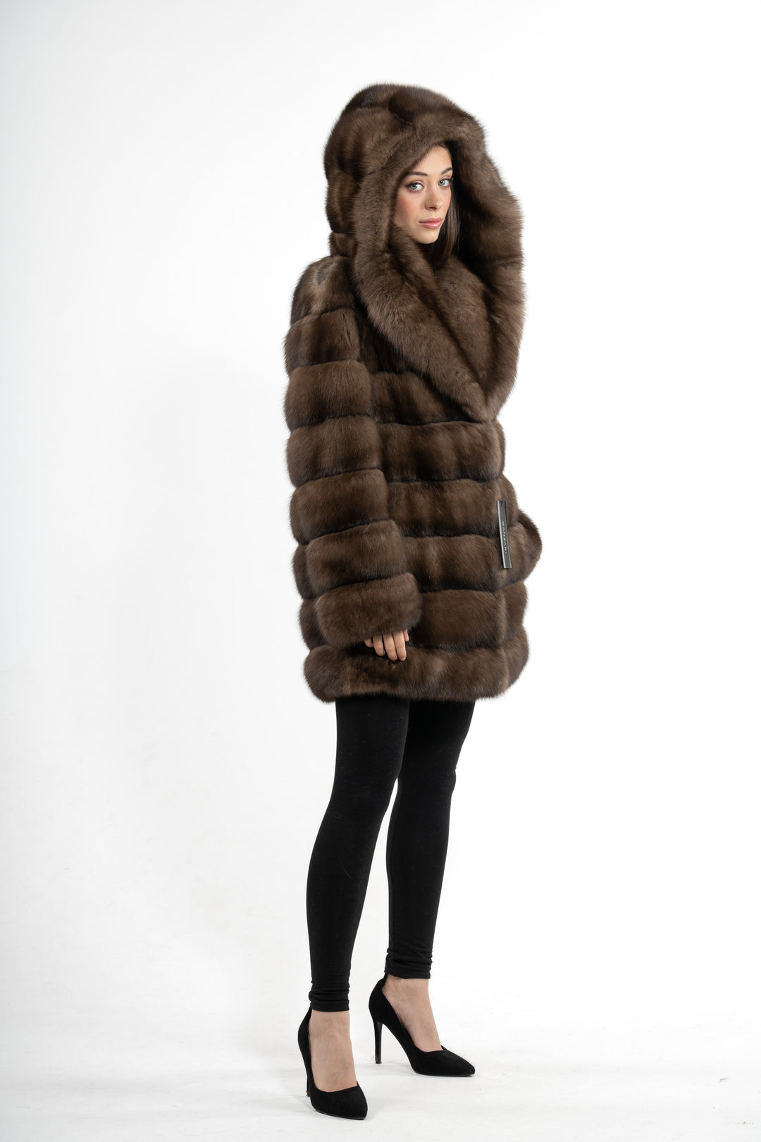 Manzari Gun Metal Russian sable fur coat for a timeless look