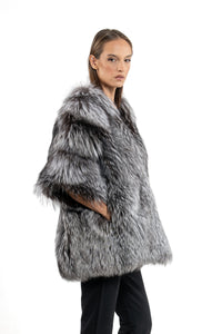 Chic and stylish Silver Natural Fox fur coat by manzari