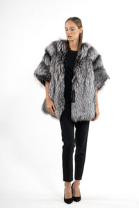 Sophisticated Silver Natural Fox fur coat by manzari