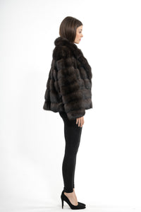 Model wearing a Carbonio Russian sable fur coat by manzari
