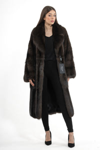 Model wearing a Carbonio Russian sable fur coat by manzari
