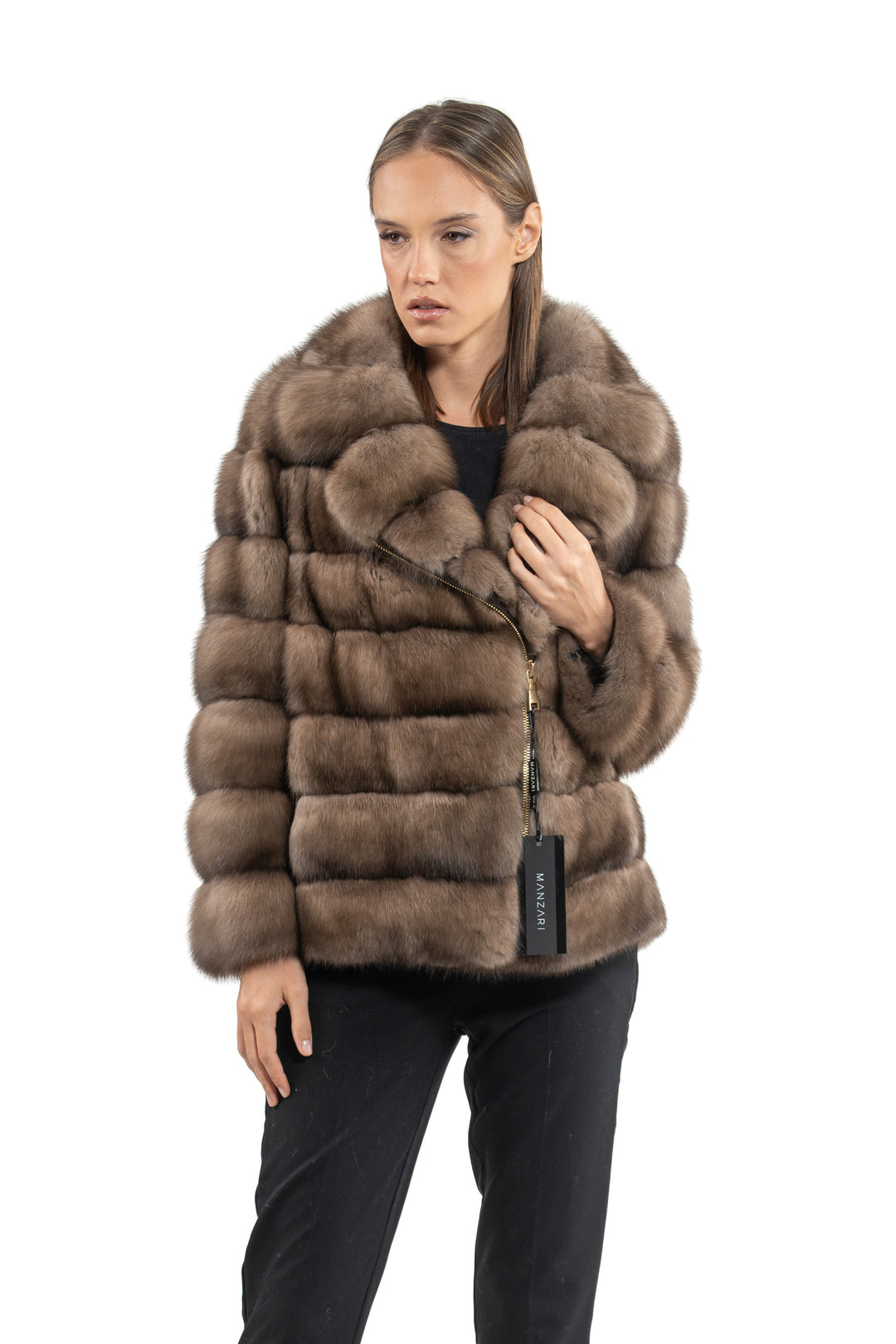 Premium Lavander Russian sable fur coat for winter fashion