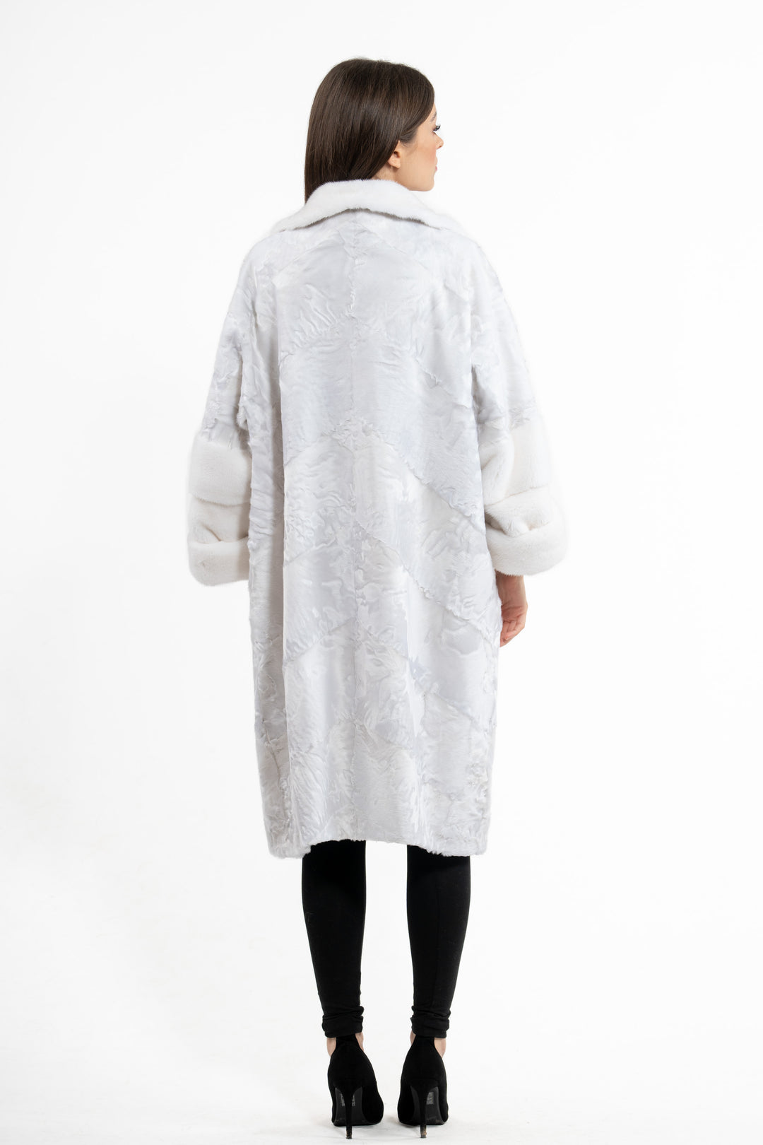 High-quality White Swakara fur coat for fashion enthusiasts