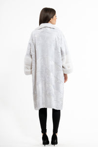 High-quality White Swakara fur coat for fashion enthusiasts