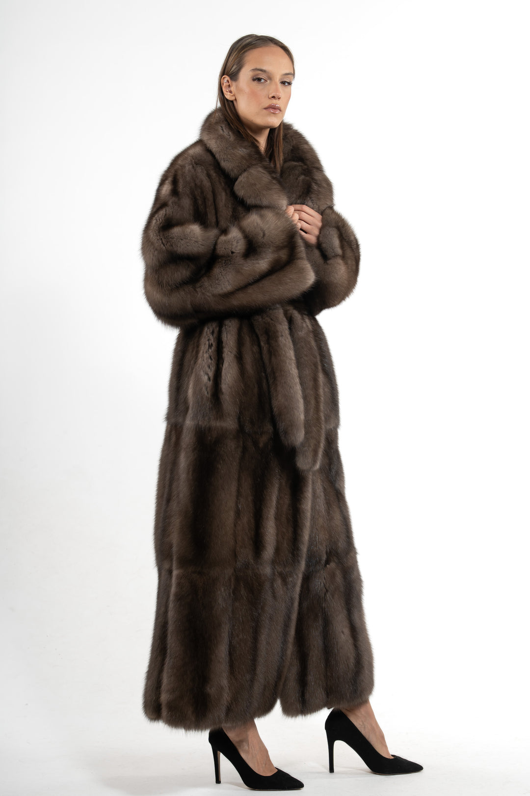 Sophisticated Platinum Russian sable fur coat for special occasions