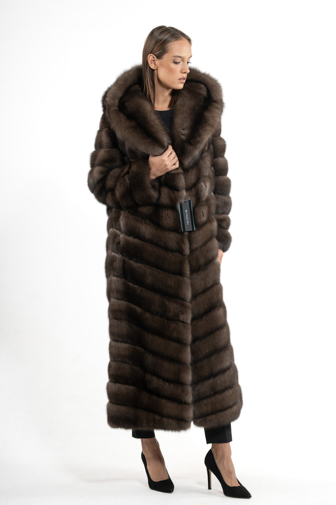 Manzari Platinum Russian sable fur coat for a timeless look