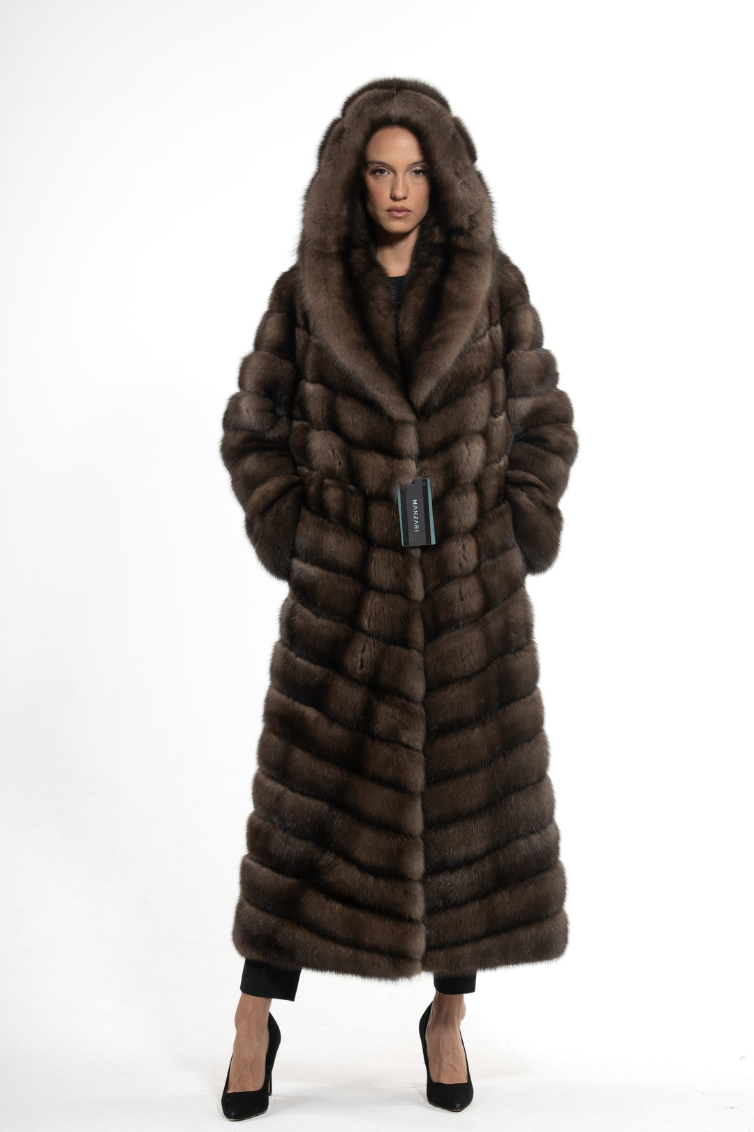 Premium Platinum Russian sable fur coat for winter fashion